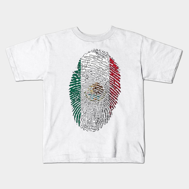 Mexico Flag - Mexican Flag - MX Flag Fingerprint Kids T-Shirt by Printaha